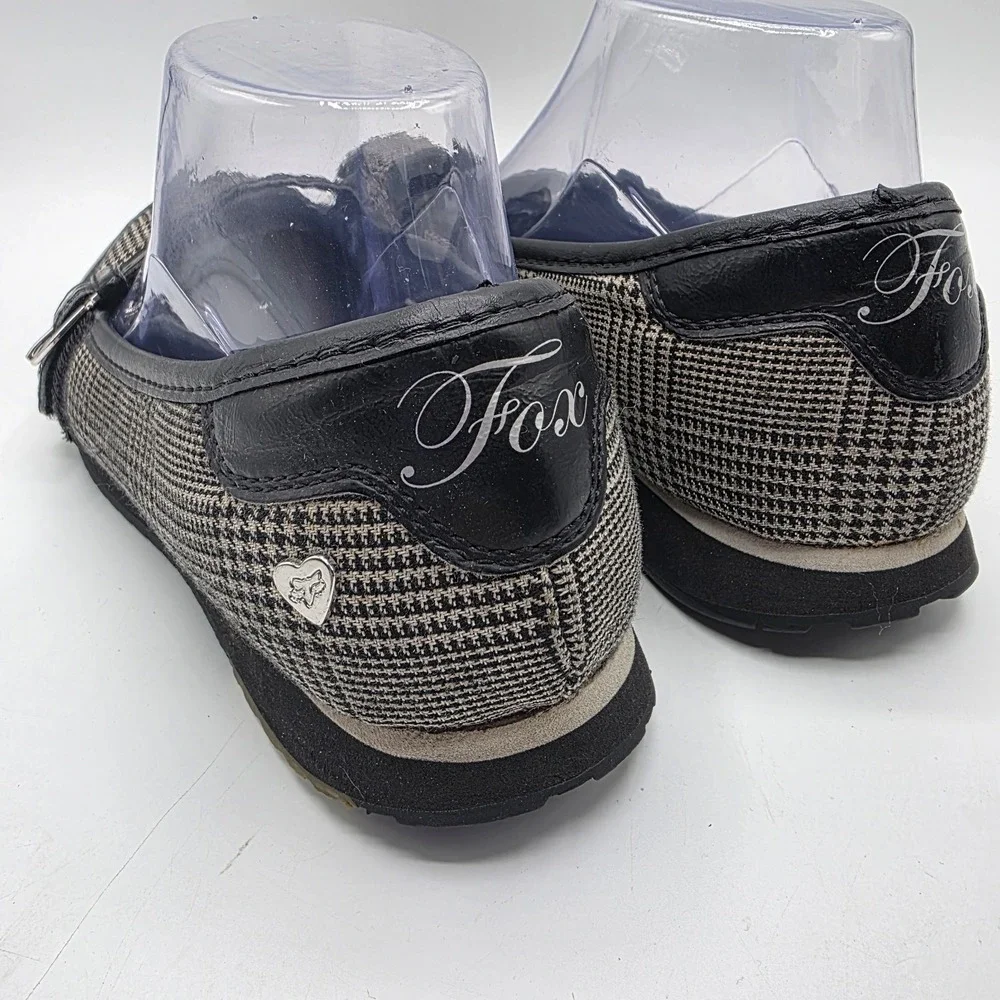 Fox Racing Mary Jane Shoes Women's SZ 8 Houndstooth Buckle Y2K Rare Moto Punk